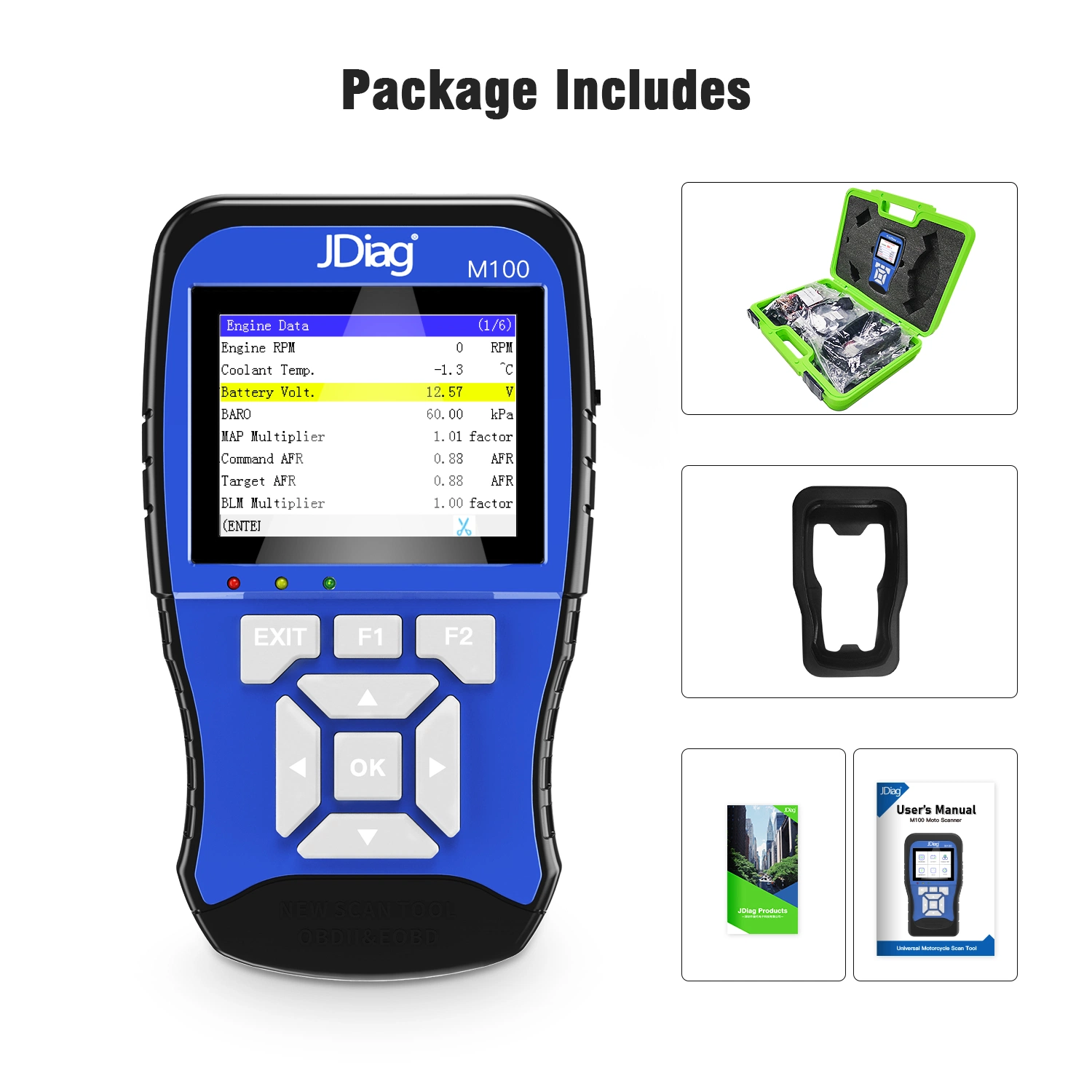 Jdiag M100 Herramienta de diagnóstico de motocicletas para Kawasaki YAMAHA Suzuki Motorbike Scanner Motor Scan Tool en lugar de Mct-500