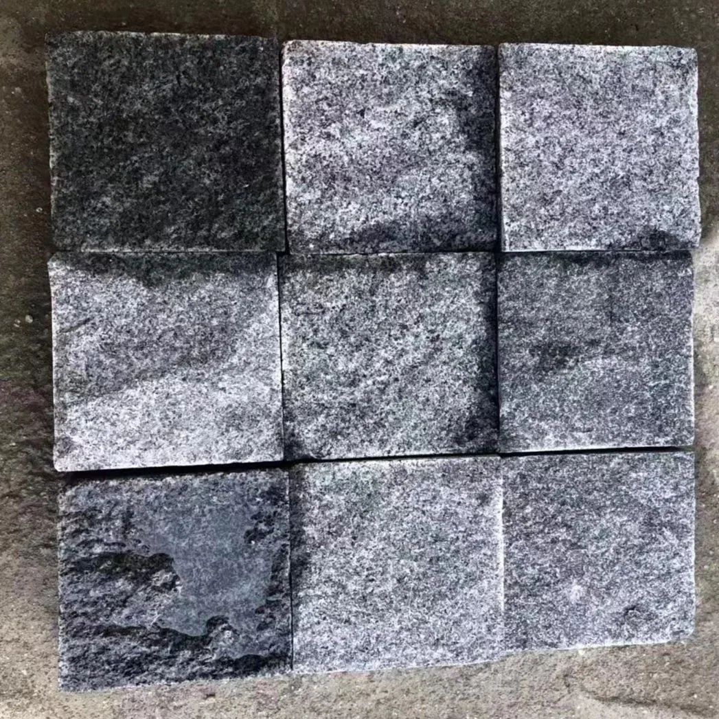 Guter Preis Fabrik Cube Stone China G654 Granit Split Oberfläche Dunkelgraue Pflastersteine