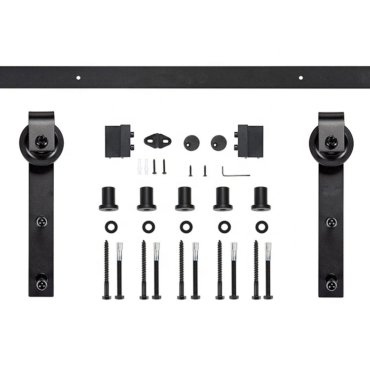 Sistema de deslizamiento Industrial Bifold doble derivación Kit de puerta del granero de Hardware para madera exterior y en el marco de Metal Cristal de la puerta lateral de montaje en perfil de rodillos bricolaje vía barata