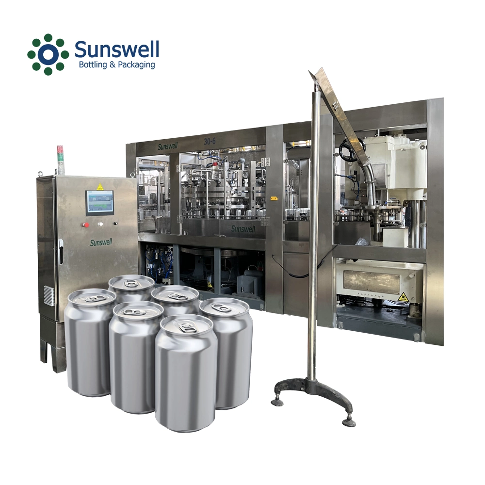 Sunswell Rotary Multi-Head Carbonated Juice Packaging Beverage Aluminum Can Filling Machine