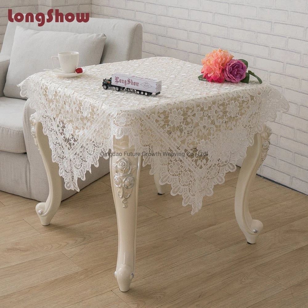 Cute White Organza Lace Embroidery Place Mat, Napkin Box, Table Runner, Tablecloth