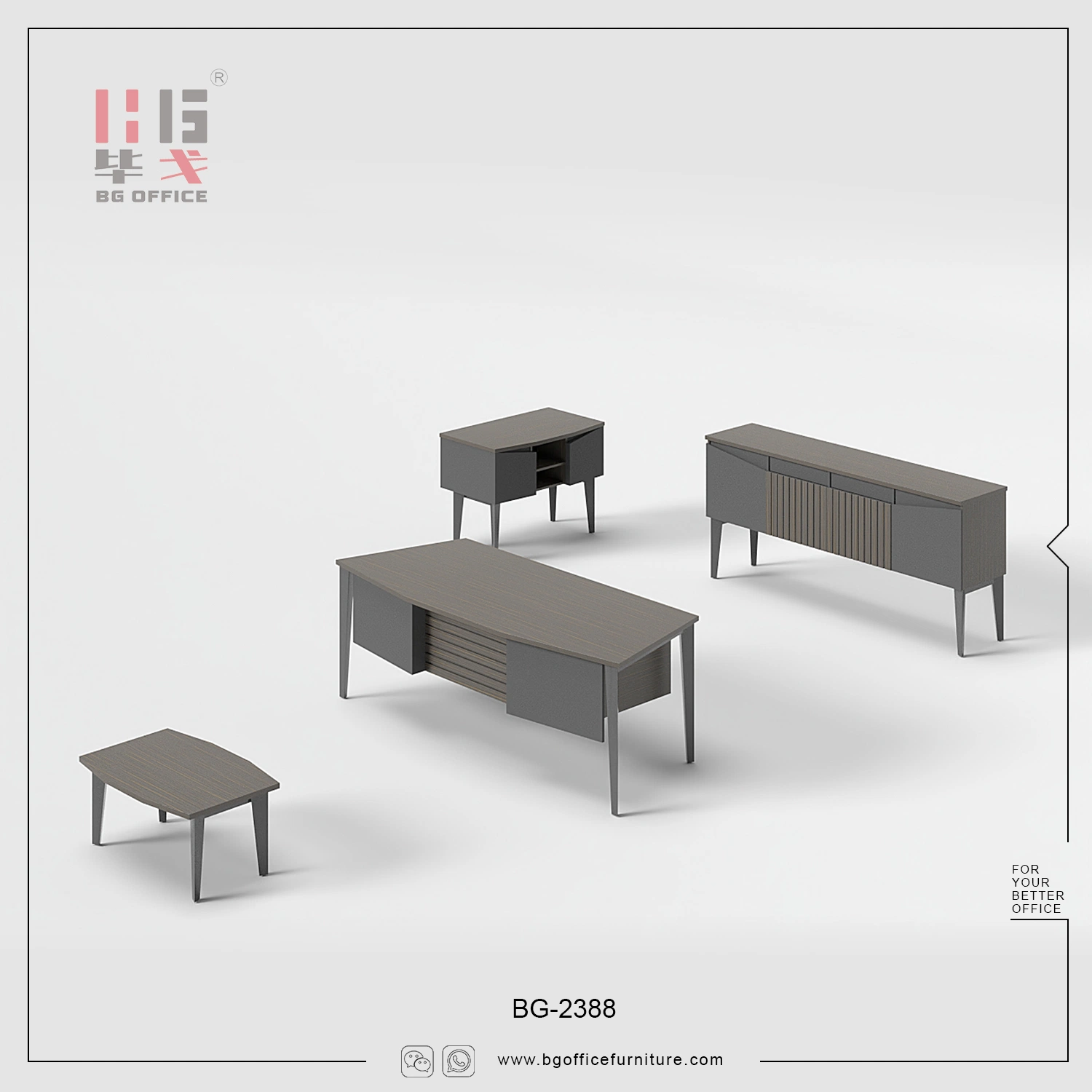 Modern Metal Iron Desk Madeira Manager Office Table mobiliário comercial Com prateleira