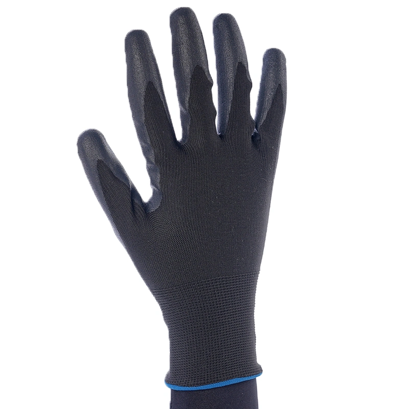 Las obras de seguridad Guantes de nitrilo Microfoam recubierto, sin costuras Guantes de nylon con mango de nitrilo Micro-Foam negro, ideal para uso general,Automotive,Mejora de la casa