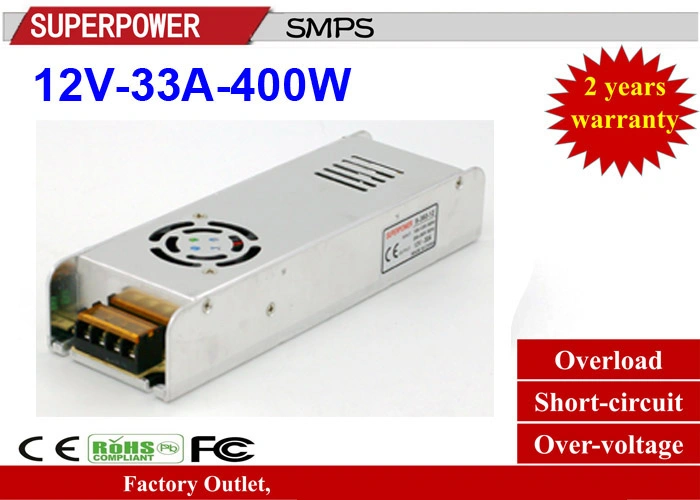 LED Driver AC 110/220V to DC 12V33A 400W Strip Power Supply Single Output Series Switching Power Supply