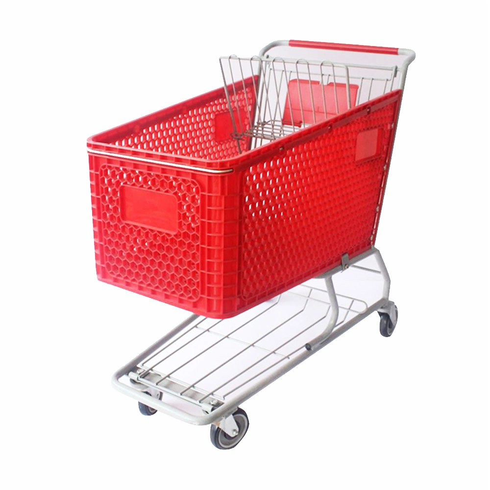 Supermarket Trolley with Red Plastic Basket (JT-E03)