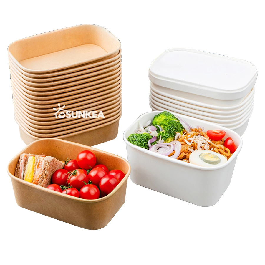 Factory Sale Disposable Take Away Customized Printing Bowl Food Grade Rectangle Salad Bowl