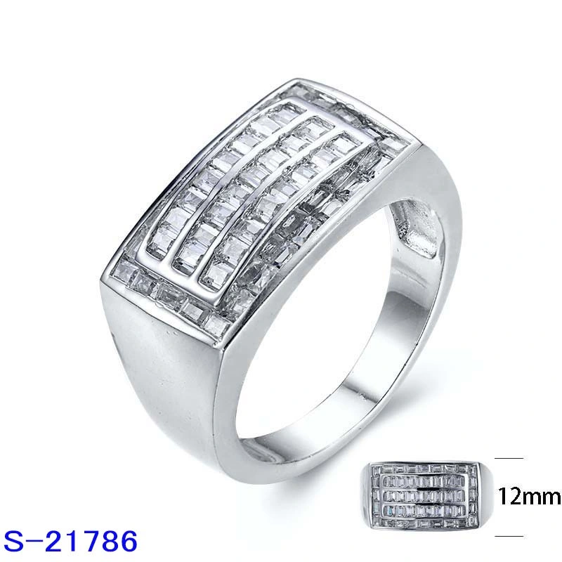 Sterling Silver Hip Hop Fashion Jewelry Micro Pave Cubic Zirconia Stone Ring for Men