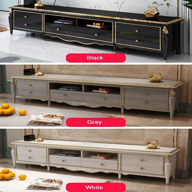 Wholesale/Supplier China Manufacturer Living Room Furniture Modern Black Display Wood Coffee Table and TV Stand Set