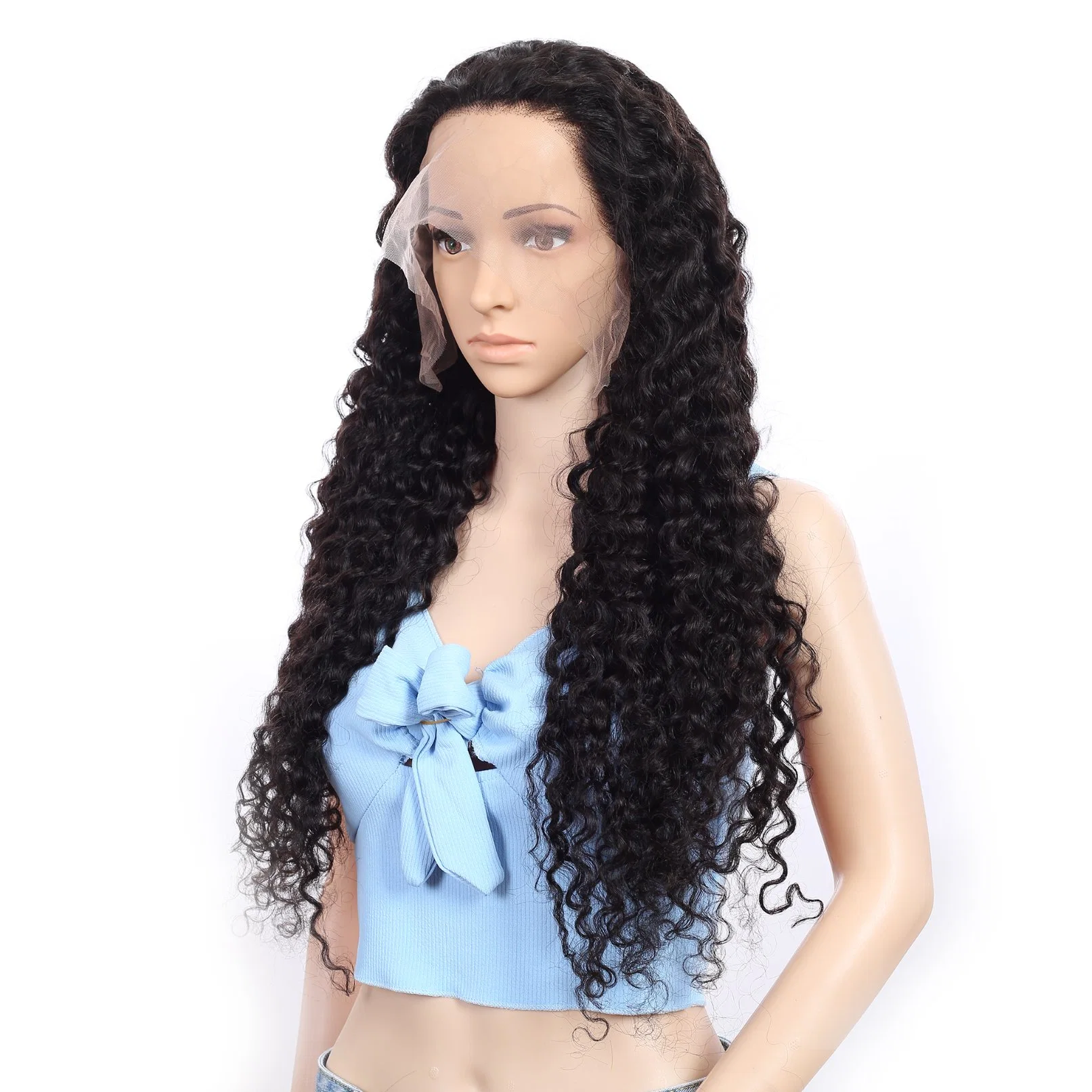 Xuchang Longguan High quality/High cost performance  Factory Wholesale/Supplier Brazilian Human Hair Natural Water Wave 13X4 Transparent HD Lace Front Wigs