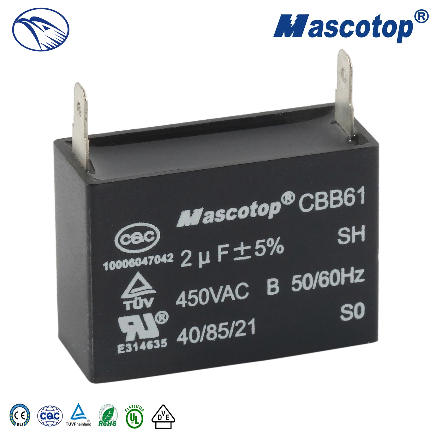 Black Shell Cbb61 450V Electric Fan Capacitor