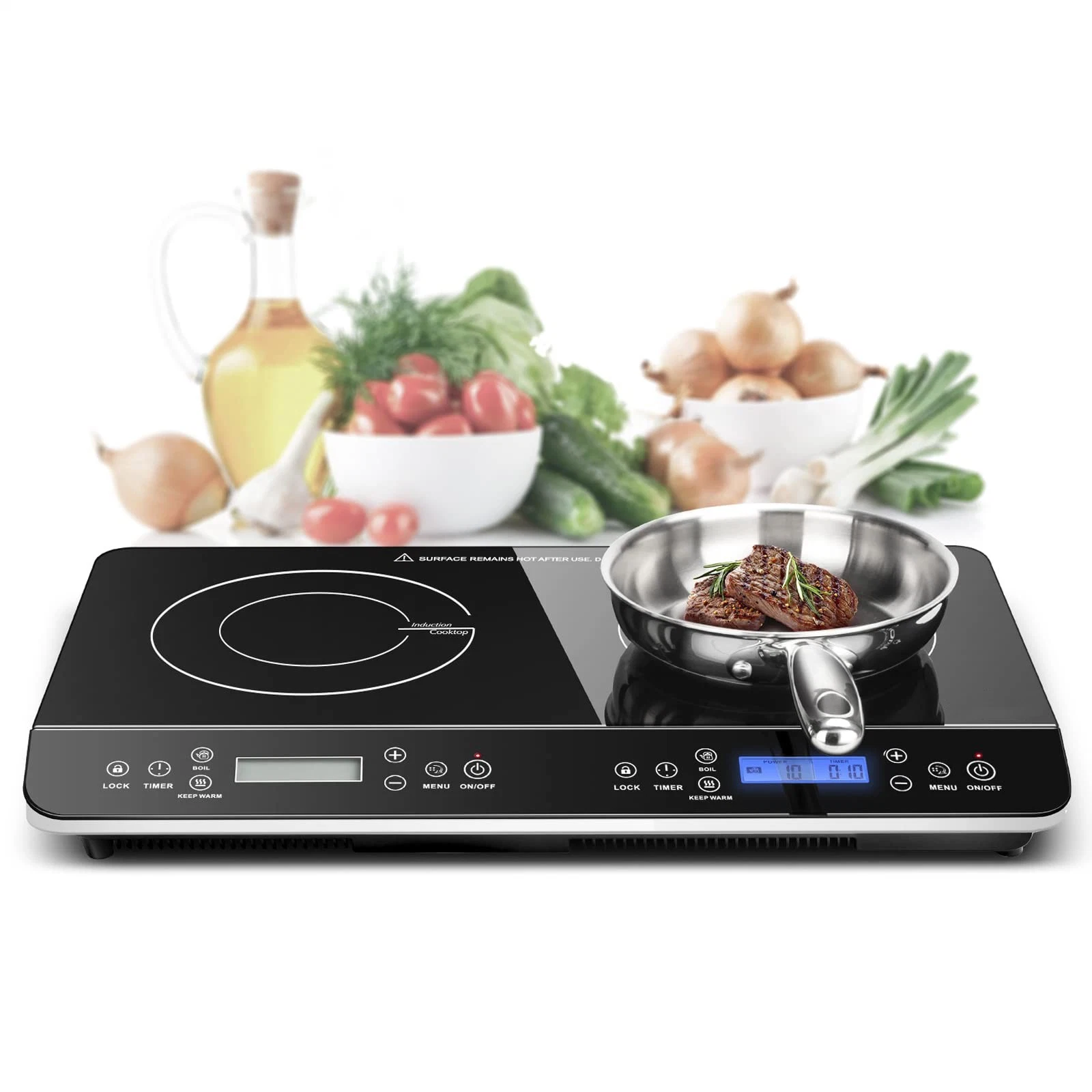 New Technology 1800W Digital Electric Countertop Portable Double Induction Cooker