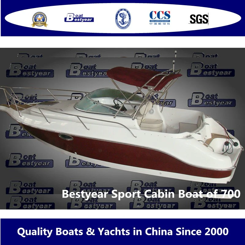 Bestyear 7m 22FT Fiberglass High Speed 700 Cabin Cruiser Boat Sport Outboard Motor