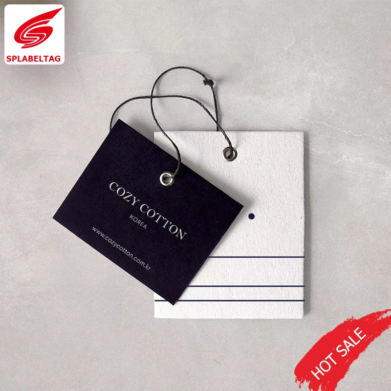 Wholesale/Supplier Good Quality Garment Printed Rectangle Black Card Hang Tag