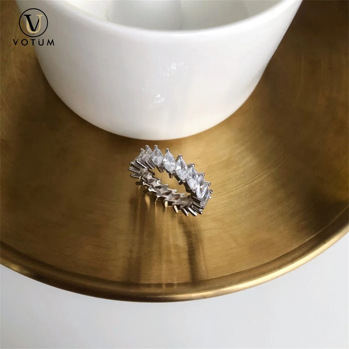 Votum Custom Luxury 9K Real Gold Marquise Moissanite Diamonds Accessories Wedding Ring Jewelry