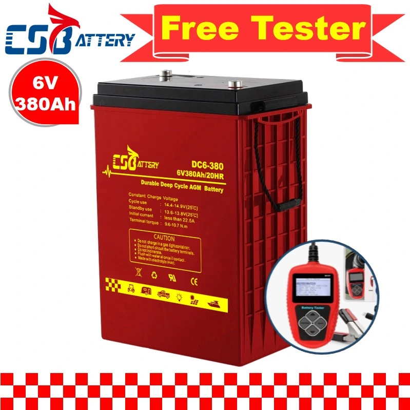 Csbattery 6V380ah Rechargeable AGM Bateria for Liquid/Street-Lamp/Back-up/Adaptability/Cable-TV/Boat