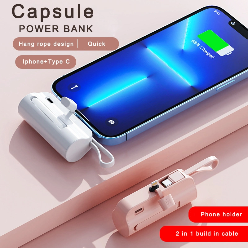 Mini Capsule 3 in 1 Mobiles USB Type C 5000mAh Battery Charger