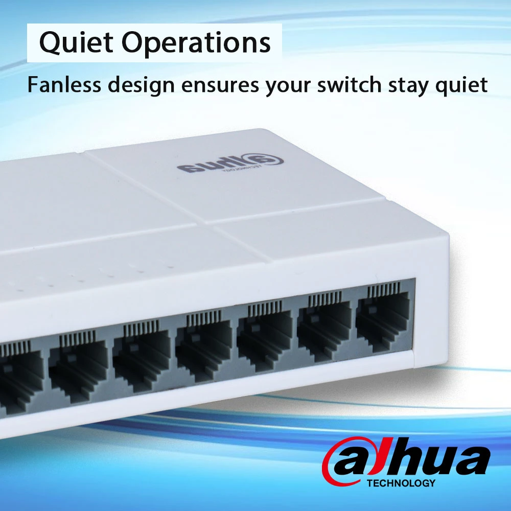 Dahua Compact Plug and Play 8-Port UnManaged Desktop Fast Ethernet محول شبكة بسرعة 10/100 ميجابت في الثانية