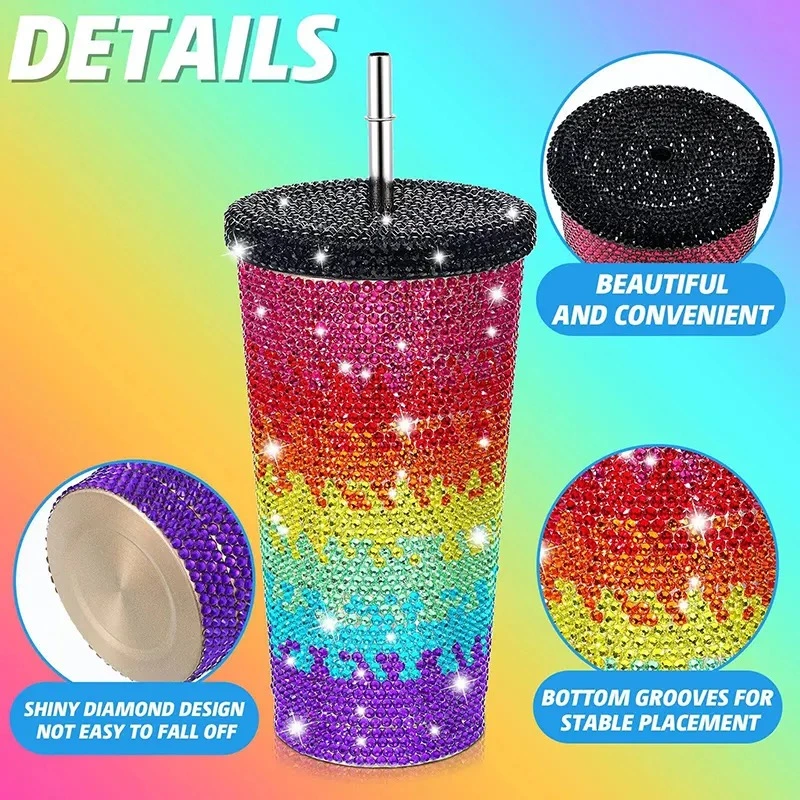 Luxury High quality/High cost performance  Female Girl Creative Luxury Gift Diamond Rhinestone Stainless Steel Water Bottle Mug