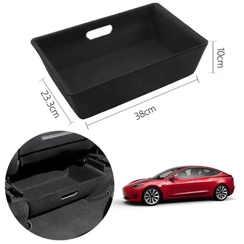 High Quality Under Seat Storage Box for Tesla Model Y 2021 High Capacity Organizer Case Felt Cloth Drawer Holder Car Interior Accessories