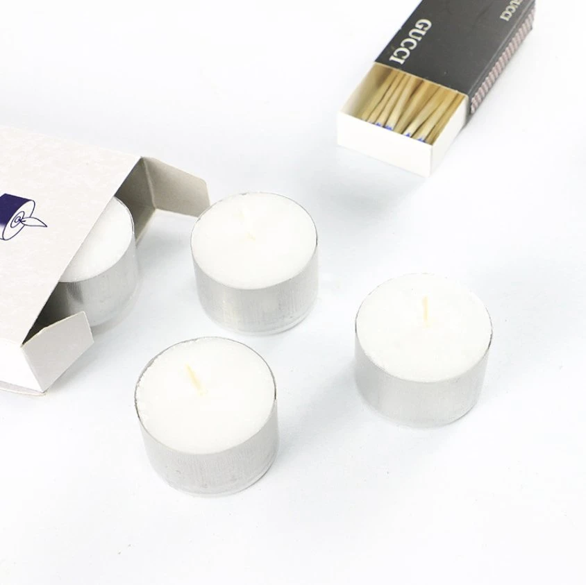 No Fragrance Novelty Whole Sale White Tealight Candle Tea 8 Hour Burning Time Mini Tealight Candle with Gift Box