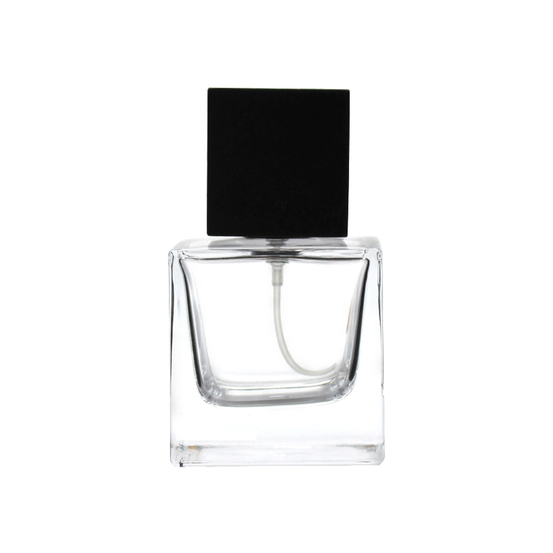 Empty Bottle 50ml Square Glass Perfume Bottle with Wooden Lid