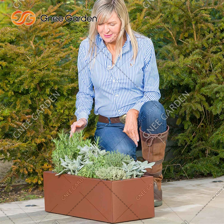 Venda a quente de aço corten retangular de piso Flower pots da Plantadeira