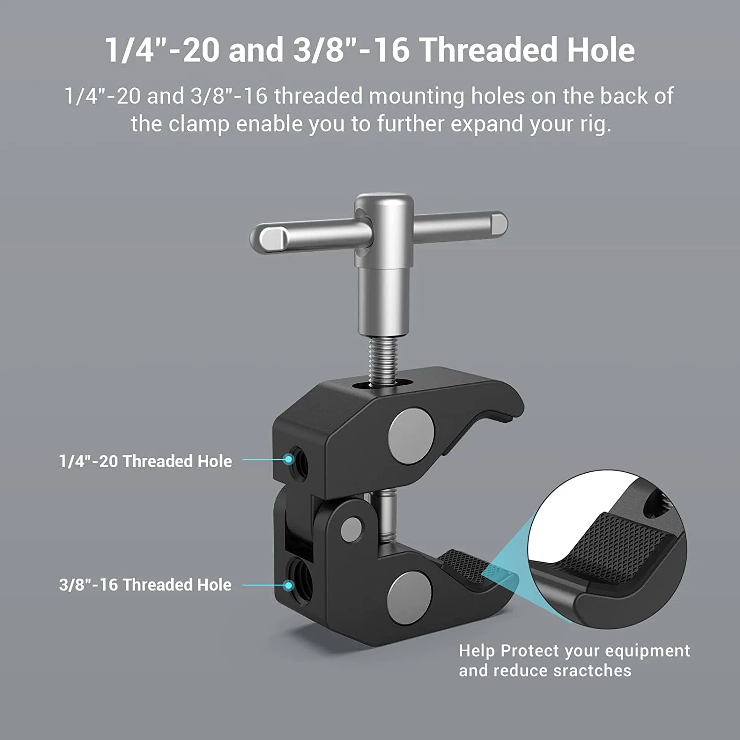 Smallrig Super Clamp con rosca de 1/4" y 3/8" y 5,8 Pulgadas poder de fricción ajustable brazo mágico articulado con rosca de 1/4" Tornillo para monitor LCD/luces LED