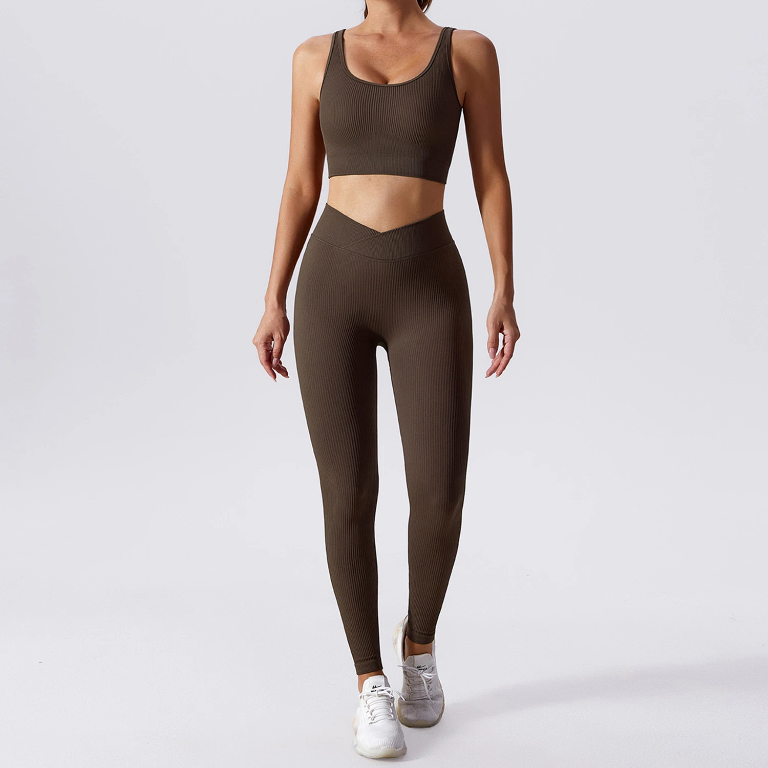 2 Pieces Seamless Women Tracksuit Yoga Set Running Workout Sportswear Gym Clothes Fitness Bra High Waist Leggings Sports Wear