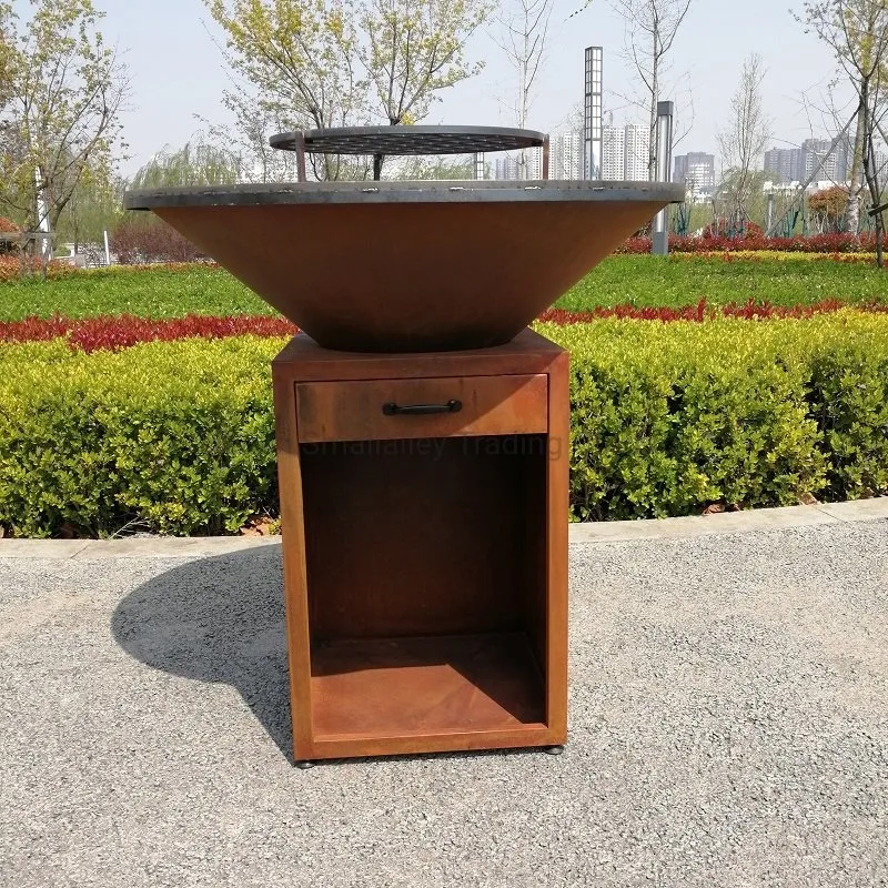 Serviço pesado barbeque exterior de aço corten Metal fire pit Churrasqueira