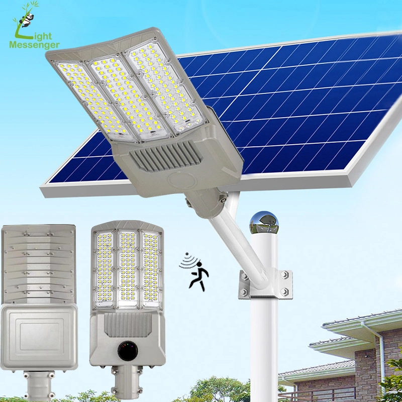 Grande lampe d'économie d'énergie extérieure à capteur de mouvement PIR étanche pour jardin, mur, route, alimentation par batterie solaire, panneau solaire, éclairage LED de rue, lumière solaire.