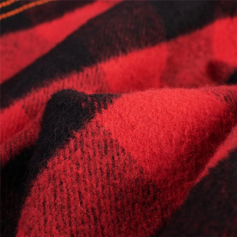 Good Quality Logo Printing Red Checked Shirt Casual Cheap Plain Plaid Flannel Pullover Shirts