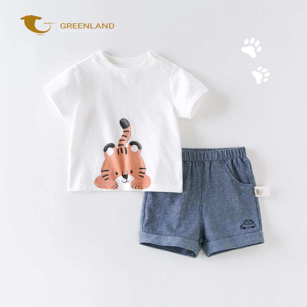 Factory Wholesale Kids Leisure Wear Customized Printing Boys 2 Pieces of T Shirts and Short