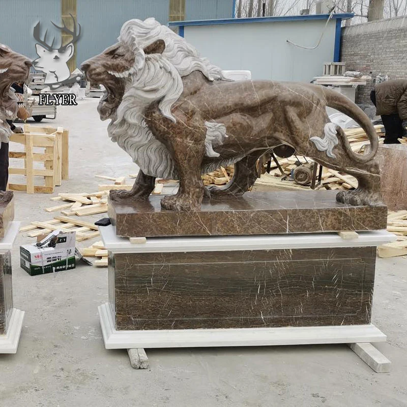 Gate Decorative Marble Lion Statue Natural Stone Entrance Pair of Marble Lions Sculpture for Sale