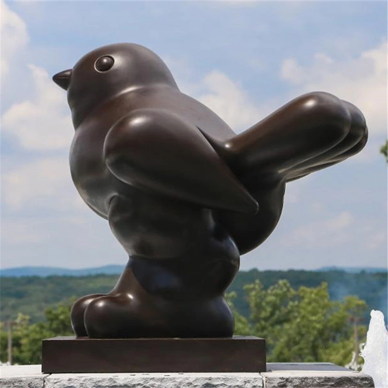 Outdoor Garden Casting Brass Black Fernando Botero Statue Bronze Fat Bird Sculpture