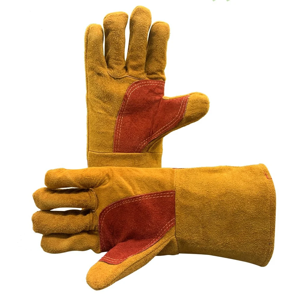 Industrial/Anti Heat/Fire/Resistant Cow Split Leather Safety Guantes De Trabajo Welding Gloves