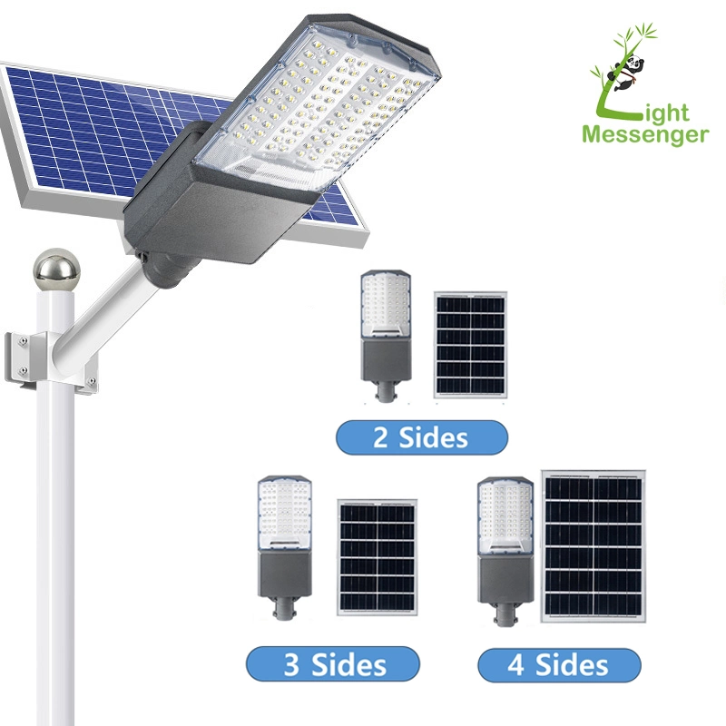 Light Messenger de elevada eficiência IP67, à prova de água, para exterior, SMD 500 W, 600 W. 800 W, 900 W, 1200 W, 1500 W, alimentação solar integrada, LED, segurança urbana Luz Solar Street Lamp