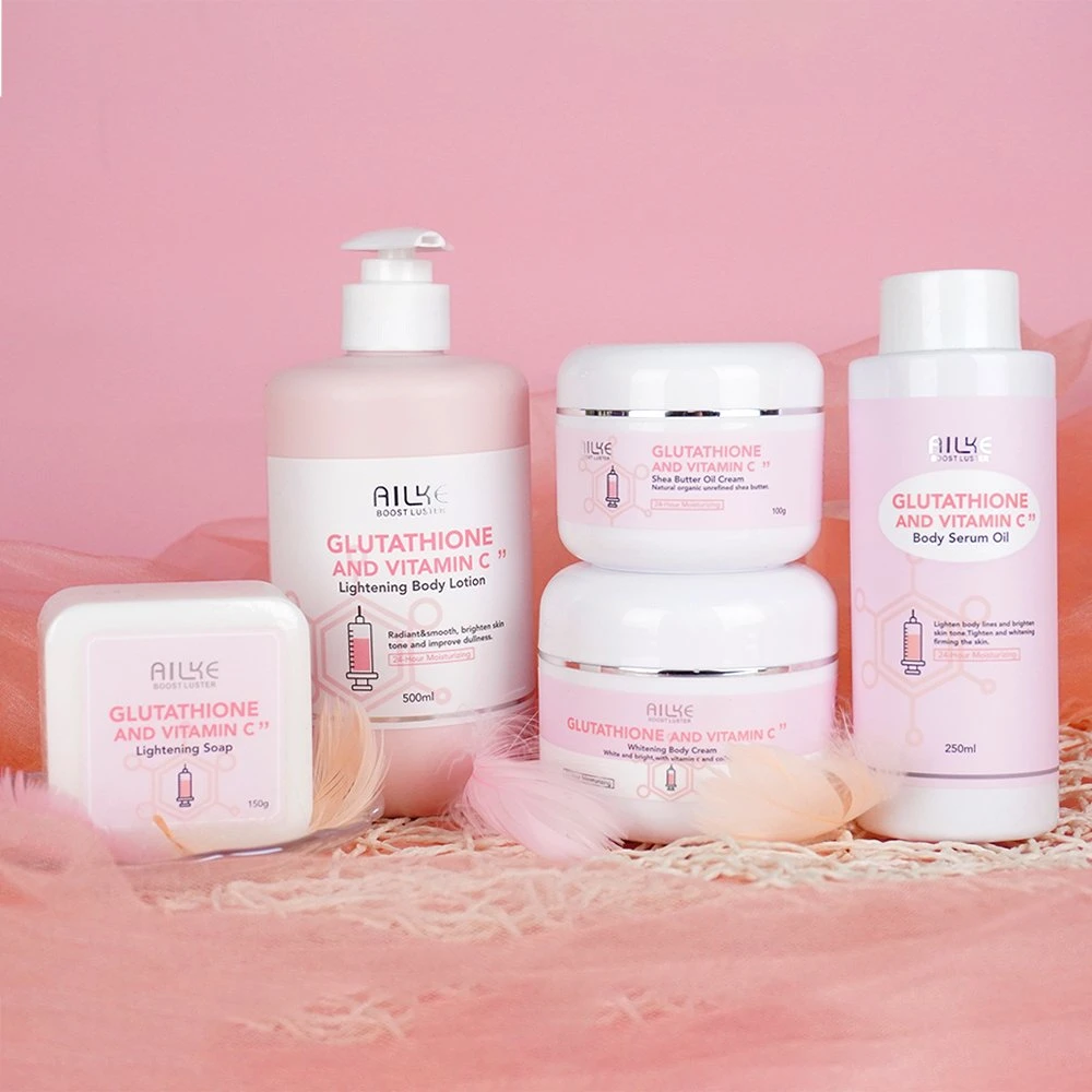 Pink Series Shea Butter Oil Cream Moisturizing Whitening Body Cream Lightening Soap Body Oil Body Lotion Skin Care Set