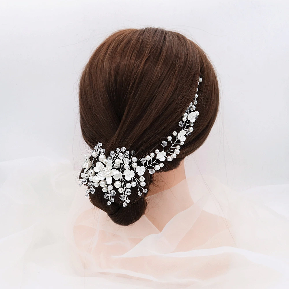 Yp165 mariage de noces vintage cheveux Tiara acrylique fleur Pearl Accessoire de mariage avec serre-tête