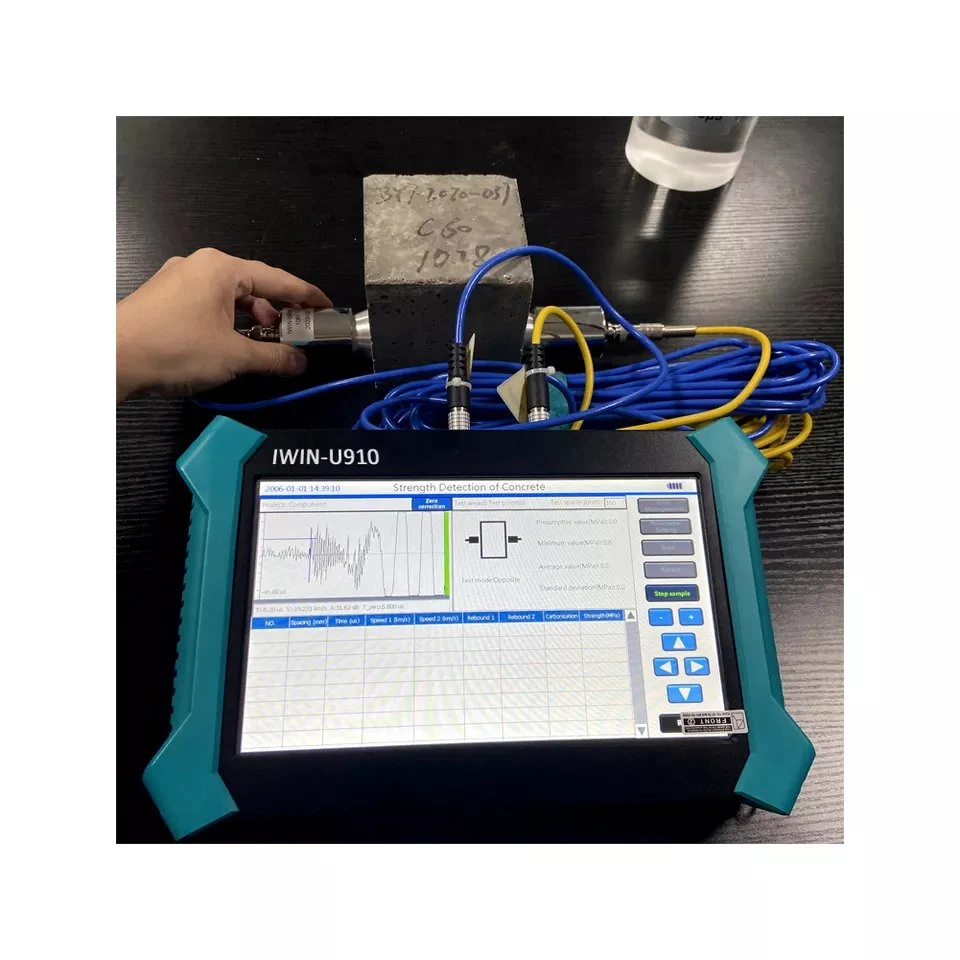 Evaluación de calidad y homogeneidad de hormigón de prueba de aparatos de ultrasonidos Analizador de END