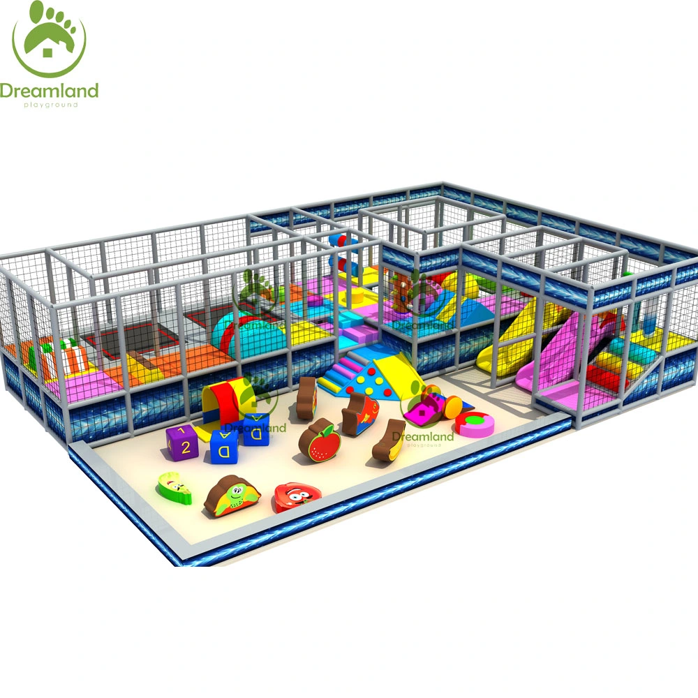 Customized New Design Children Sports Entertainment Indoor Ninja Course Equipment Soft Play Playground with Small Trampoline