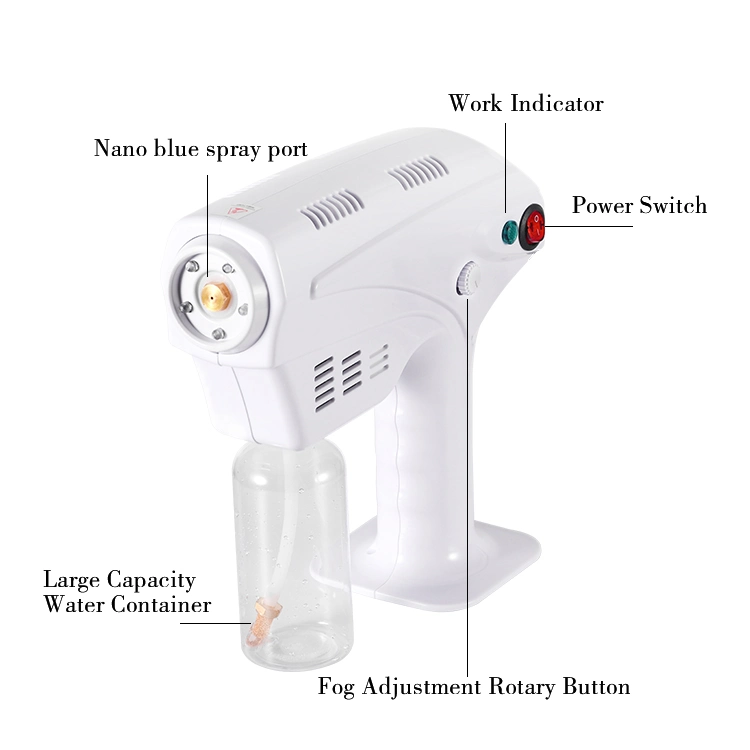 Wireless Anion Electric Spray Steam Gun for Alcohol with Blue Ray