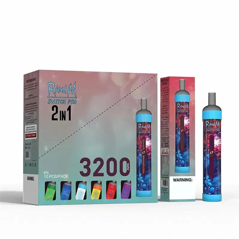 Disposable/Chargeable Vape 3200 Puff Bars Electronic Cigarette Randm Switch PRO 2 in 1 RGB Lights Rechargeable