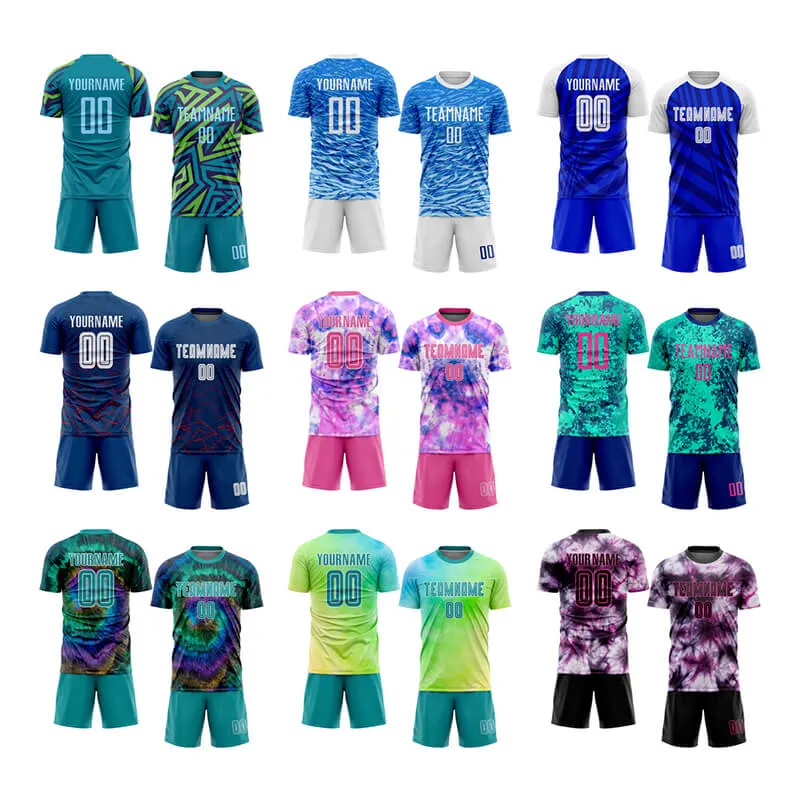 Custom Sublimation Designs 100% Polyester Mesh Breathable Club Soccer Uniform Men Football Team Kit Jersey Sets
