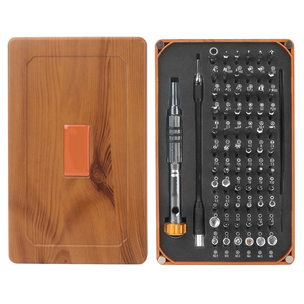 Jeu d'outils de tournevis 68 en 1 CRV Wood grain Box Horloge montre téléphone portable Bloc-notes Démontage et entretien jeu de tournevis Outil