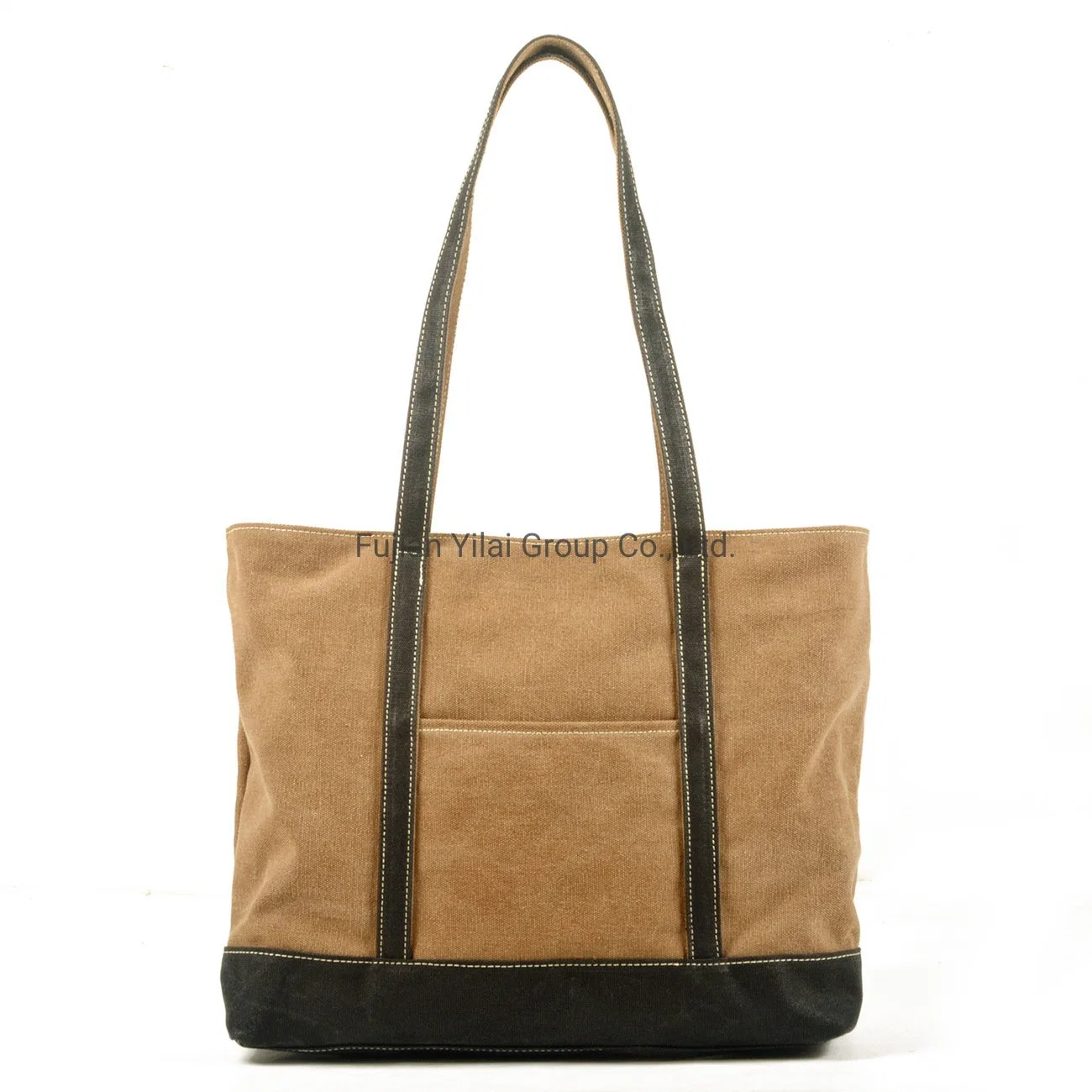 Waterproof Big Shopping Bag Organic Cotton Tote Bag Canvas with Crazy Horse Leather Custom Bag