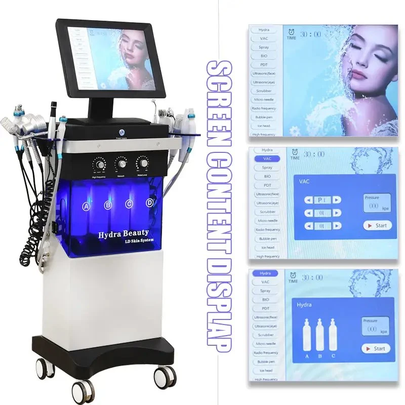 Multifunción 14 en 1 SPA Bubble Facial Cuidado de la piel Limpieza Dispositivo de apriete profesional Hydro Facial máquina