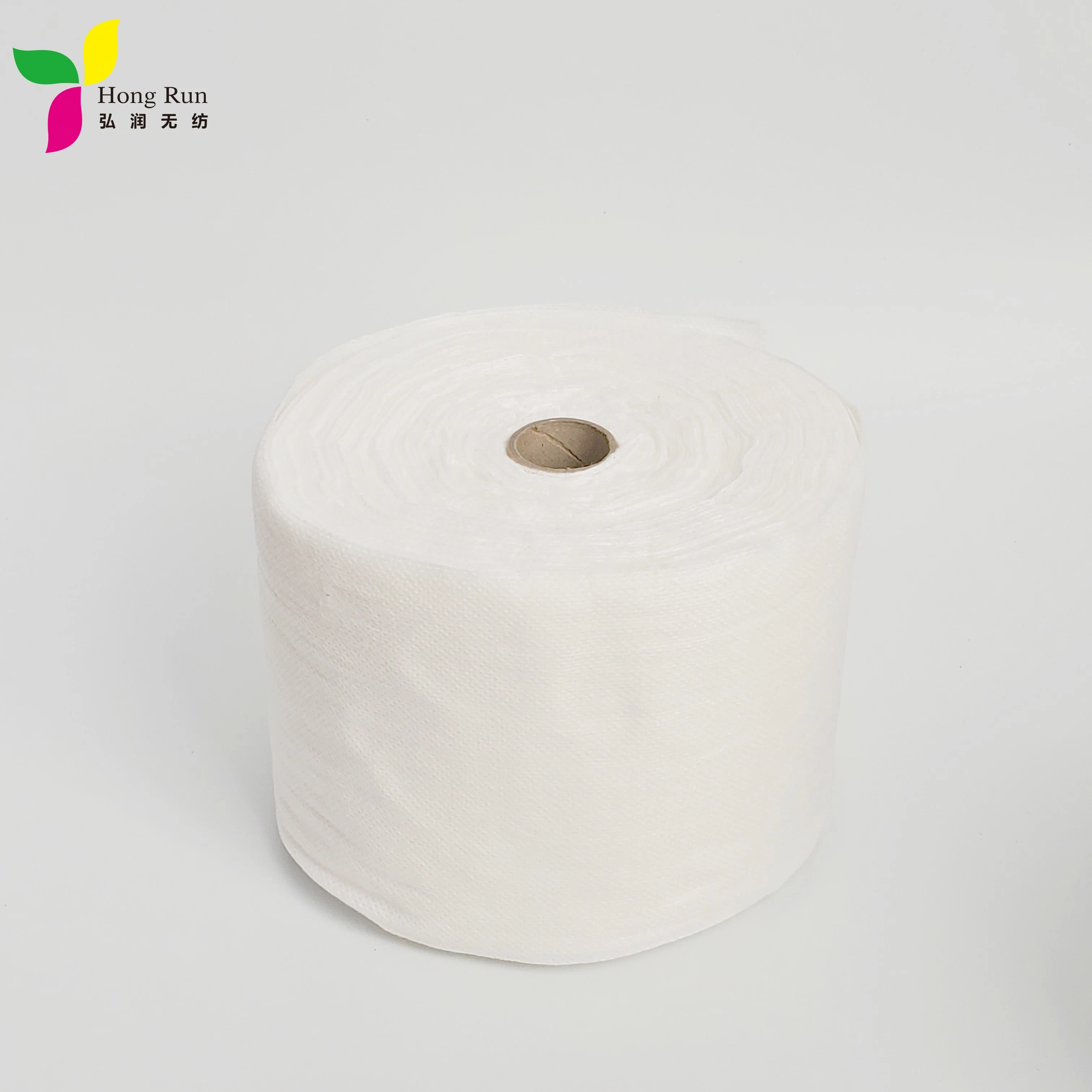 Plain Grain Disposable Nonwoven Fabric Dual Use Dry Face Towel Tissue in Rolls