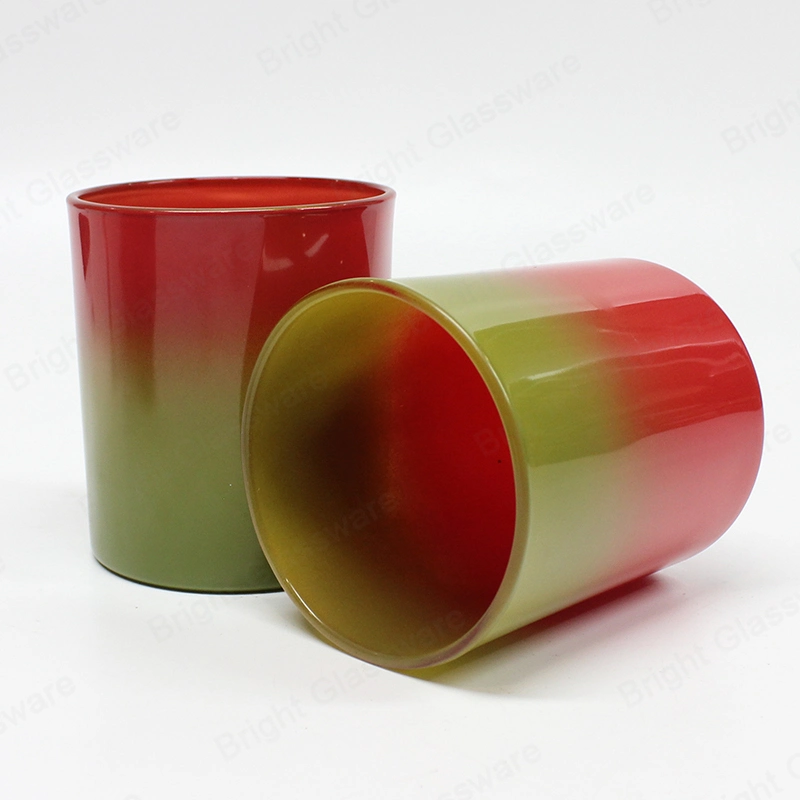 Luxury Glossy Red Green Candle Jars with Lids for Candle Making