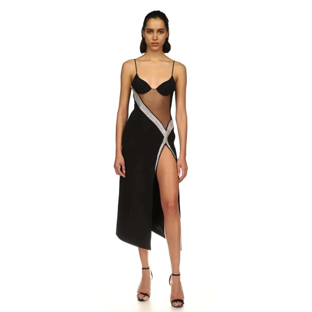 Hpd130 Sleeveless Black Design with a Sense of Camisole Dress Sexy Dress