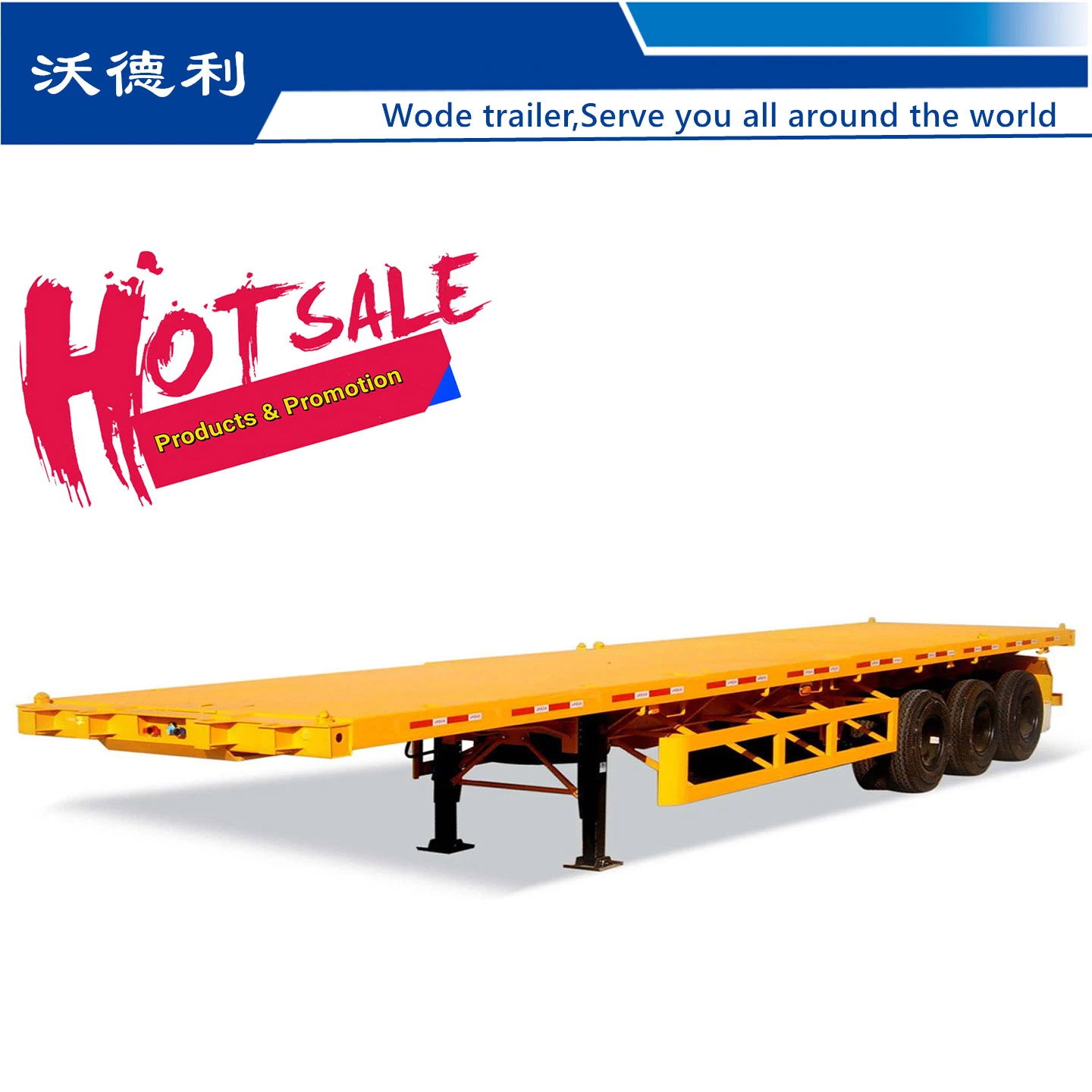 China Brand New 3 Axle 60 Ton 40FT Container Semi Trailer Chassis Flat Bed Flatbed Trailer for Sale